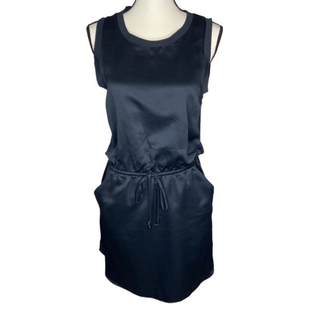Banana Republic Dress Sporty Solid True Navy Sleeveless Tank Tie Waist Size S